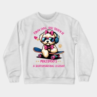 Dog Maltipoo Sunglasses -  Cool Maltipoo Mom Skateboarding Crewneck Sweatshirt